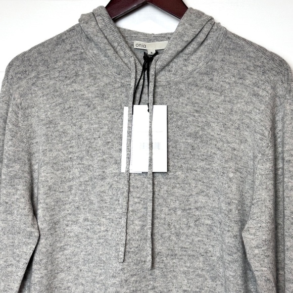 NWT Onia Cashmere Hooded Pullover Heather Gray Size Medium - Picture 2 of 8